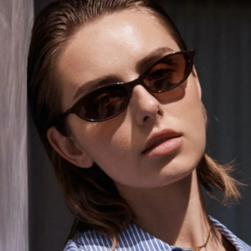 Superhot Eyewear 13409 Fashion 2024 Women Vintage Oval Cat Eye Narrow Travel Shades Sunglasses