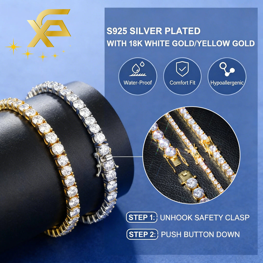 Lowest Price Moissanite Tennis Bracelet 2mm-6.5mm in Stock 925 Silver Men Women Hip Hop Bracelet VVS GRA Tennis Necklace