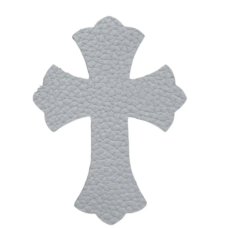 4.5*6.5cm Sheepskin Leather Patch With Cross Shaped Leather Label Genuine Leather DIY With Multiple Colors-106-182