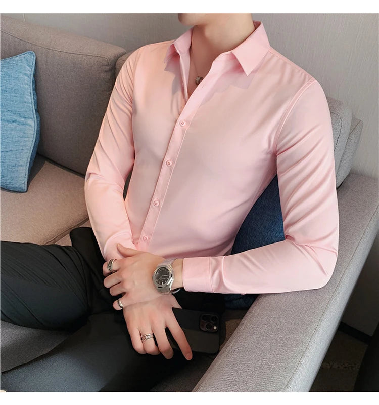 Camisas De Hombre Long Sleeve Shirts For Men Clothing 2026 Business Formal Wear Camisa Social Masculina Slim Fit Chemise Homme