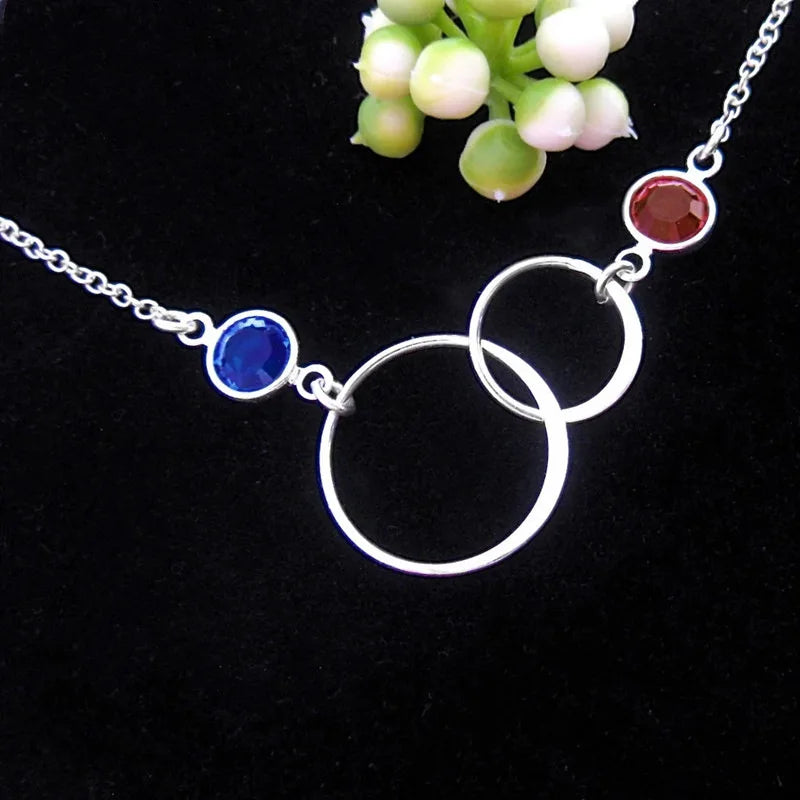 Minimalist Double Circle Pendant Necklace for Women Micro Paved Fashion Jewelry