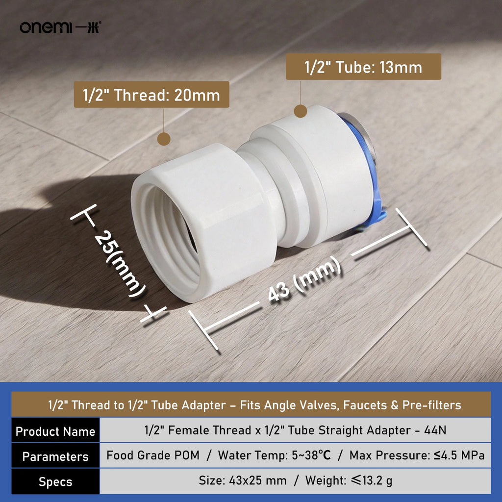 OEM Manual Ball Valve Quick Connect Reducing Union Fitting 1/4 Inch to 3/8 Inch POM Step Down Adapter for Car RO Water Filter
