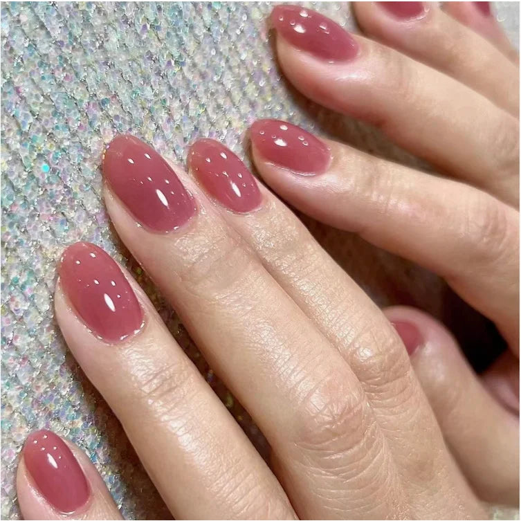 Wholesale 24 Pcs Short Round Nail Tips in Solid Color Simple Press on Nails Artificial Fingernails Candy False Nails 3100