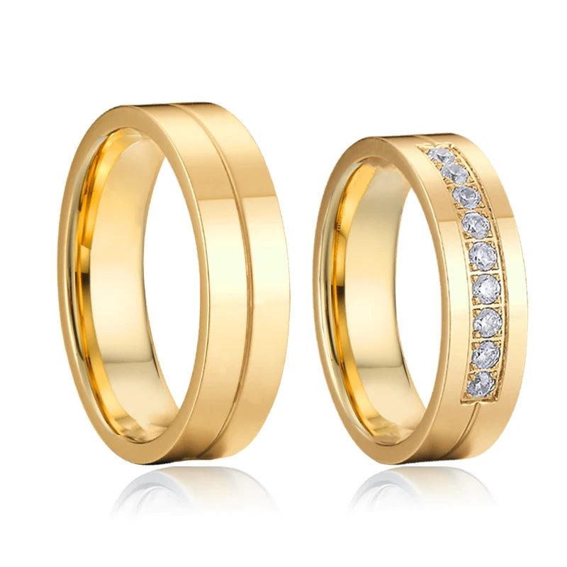 Splendid Designer 2pcs Bridal Wedding Engagement Rings Bridal Sets Silver Stainless Steel Jewelry Statement Ring