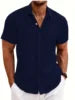 2026 Summer European and American Tie-Dyed Young Casual Linen Short-Sleeved Shirt