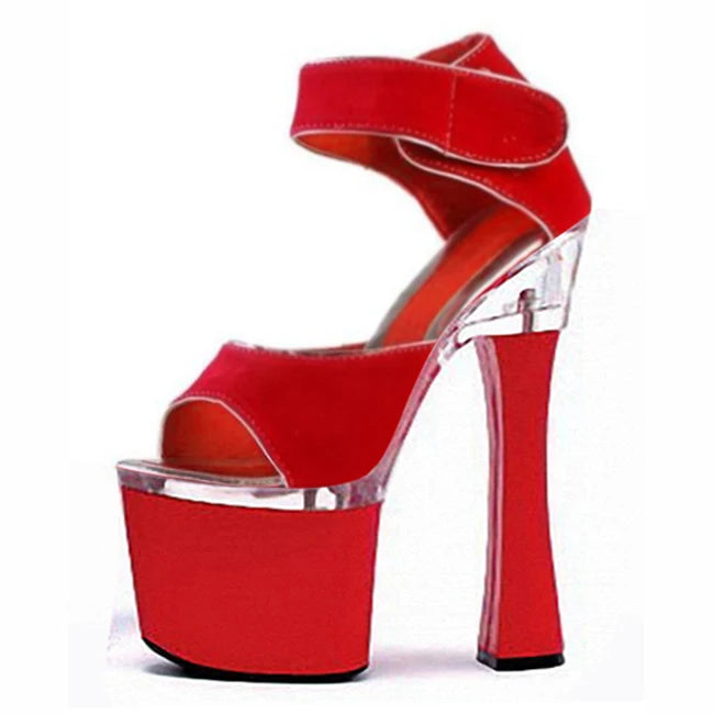 Pole Dancer Sexy Fetish 18cm Stiletto Dance Shoes Gothic Summer Open Toe Heels Women's Large Sandals Stripper Queen