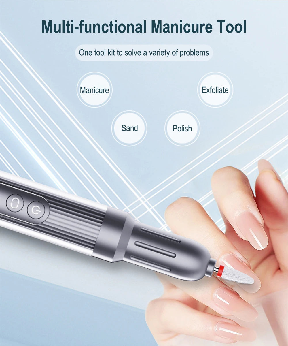 New Professional Nail Making Device LED Spotlight Polish Nail Drill Device Manicure Rechargeable Electric Nail File Drill