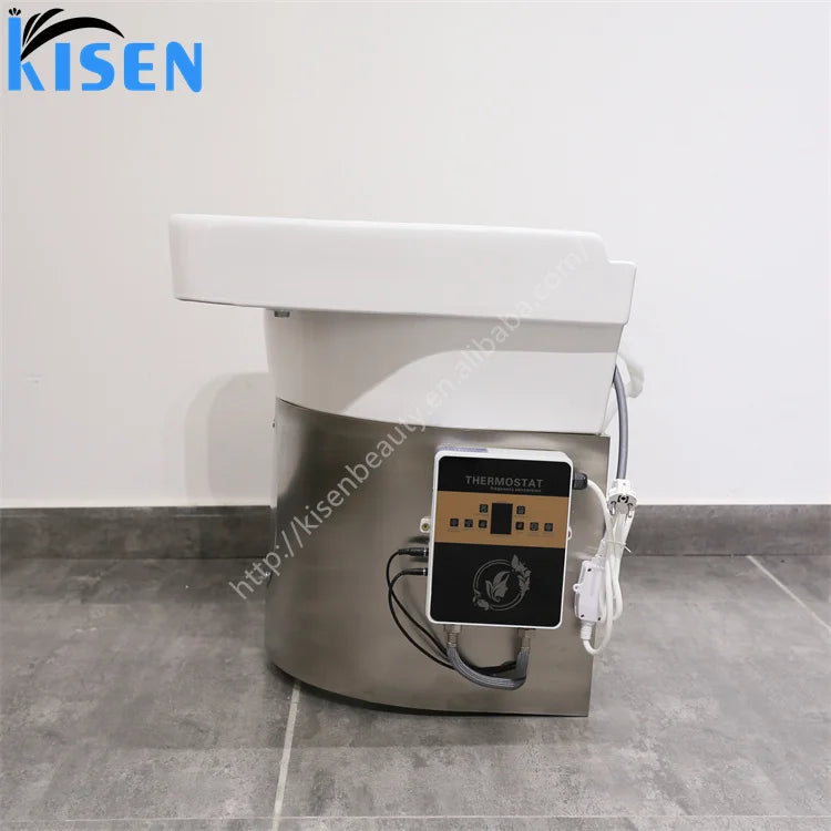 Kisen salon sink shampoo basin ceramic bowl stainless steel base use with shampoo bed massage table with plumbing