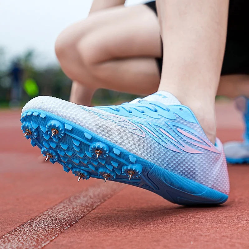 Students' New Outdoor Sports Training Track Shoes Breathable Mesh Surface with Sprinting Nails for Summer Competitions