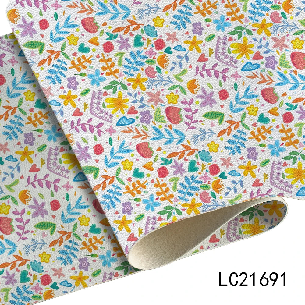 Easter Egg  Litchi Printed PU  Leather Faux Sheets Design  Festival Leather for Bags Hair Bow Shoes 30*136 cm