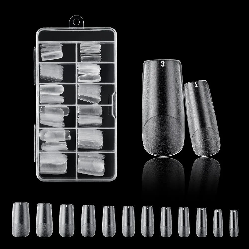 120PCS Acrylic Short False Tips Nail Transparent Frosted Square Oval Almond Ballet Wearable Matte High Toughness Manicure Tip