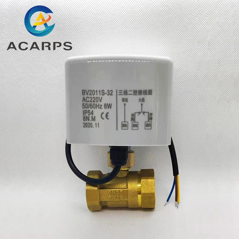 3/4" Brass Electric Ball Valve Three-Wire Two-Control Two-Way For Air-Conditioning Floor Heating And Water Heating Control 220V