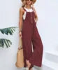 2025 Women's Summer Retro Style Jumpsuit New Style Solid Color Casual Strap Pants Loose Fit Breathable with Art Retro Pocket