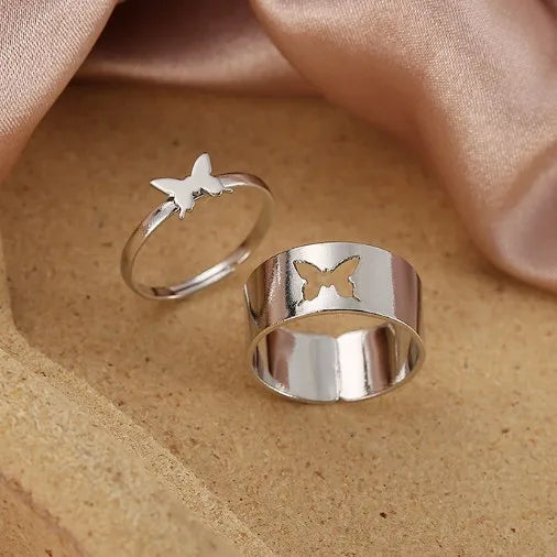 Trendy Gold Butterfly Rings for Women Men Lover Couple Rings Set Friendship Engagement Wedding Open Rings N2203181
