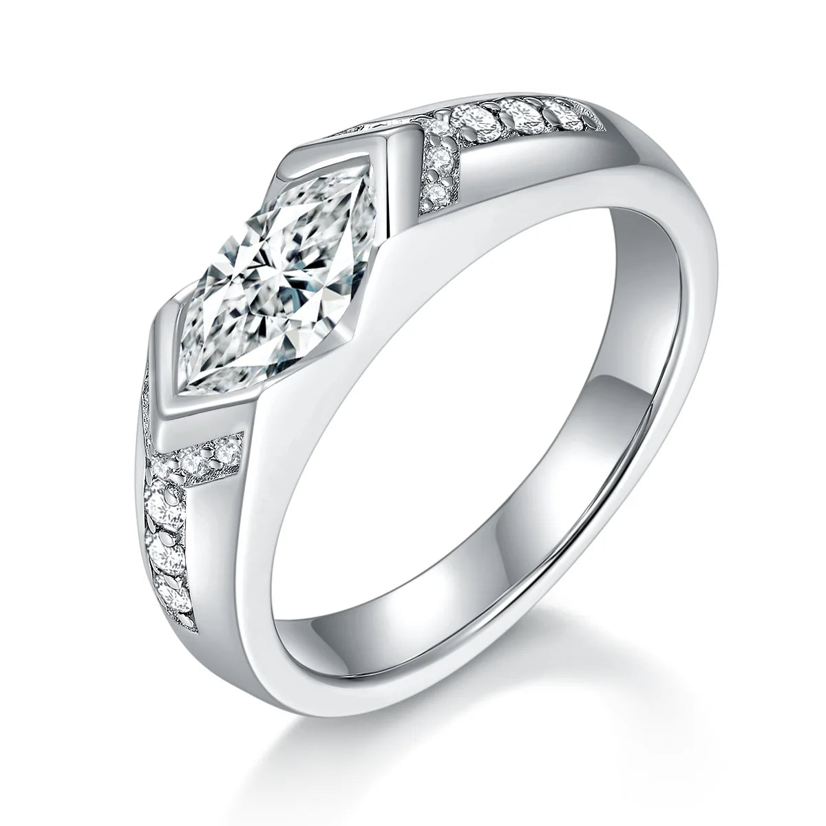Ruizuan Jewellery Making Supplies 1ct 925 Sterling Silver Moissanite Rings Bezel Setting Round Trendy Men