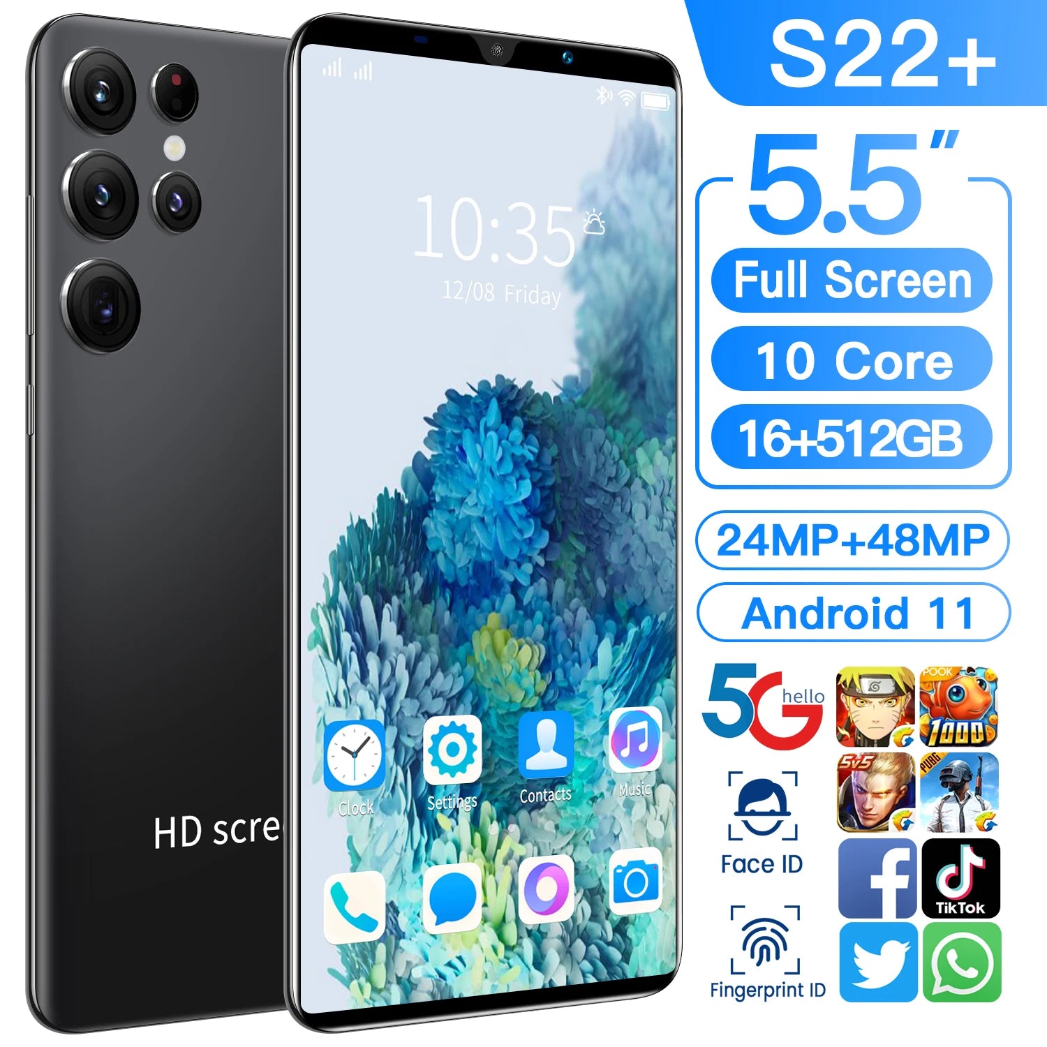 S25+ Dual Core Android Smartphones 16+1024GB Quad Core Dual SIM Smart Phone Mobile Phones High Quality for M11Ultra M12Ultra