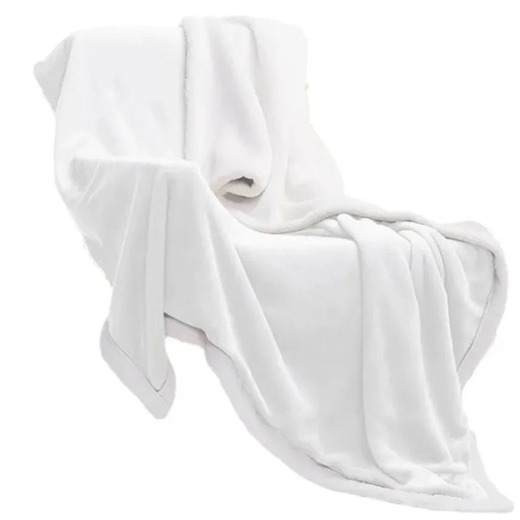 Customizable 3D Printed Synthetic Material One-Piece Dropshipping Double-Sided Flannel White Blanket Digital Foreign Trade