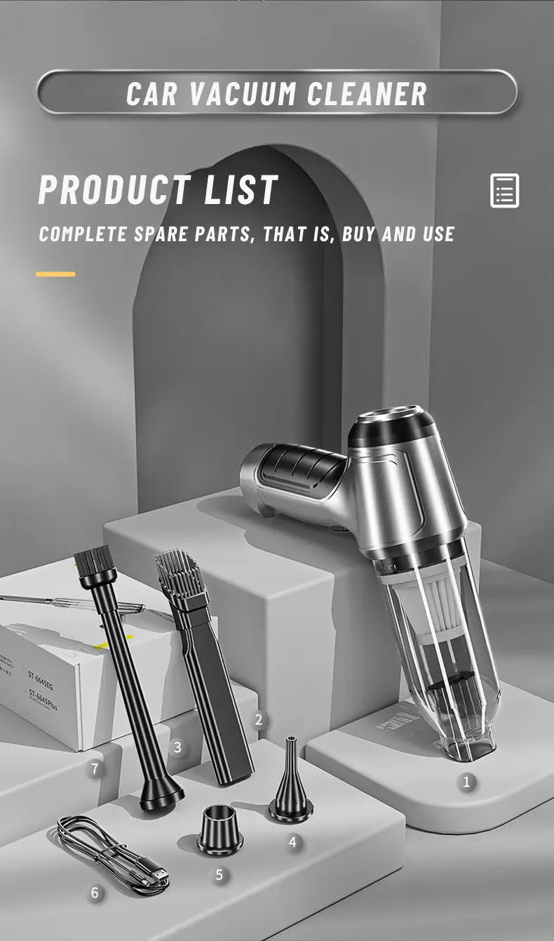 Two Versions Multi-Function 6000PA/10000PA Cyclone Car Vacuum Cleaner 2 in 1 Function Air Vacuum and Air Blow Cleaner