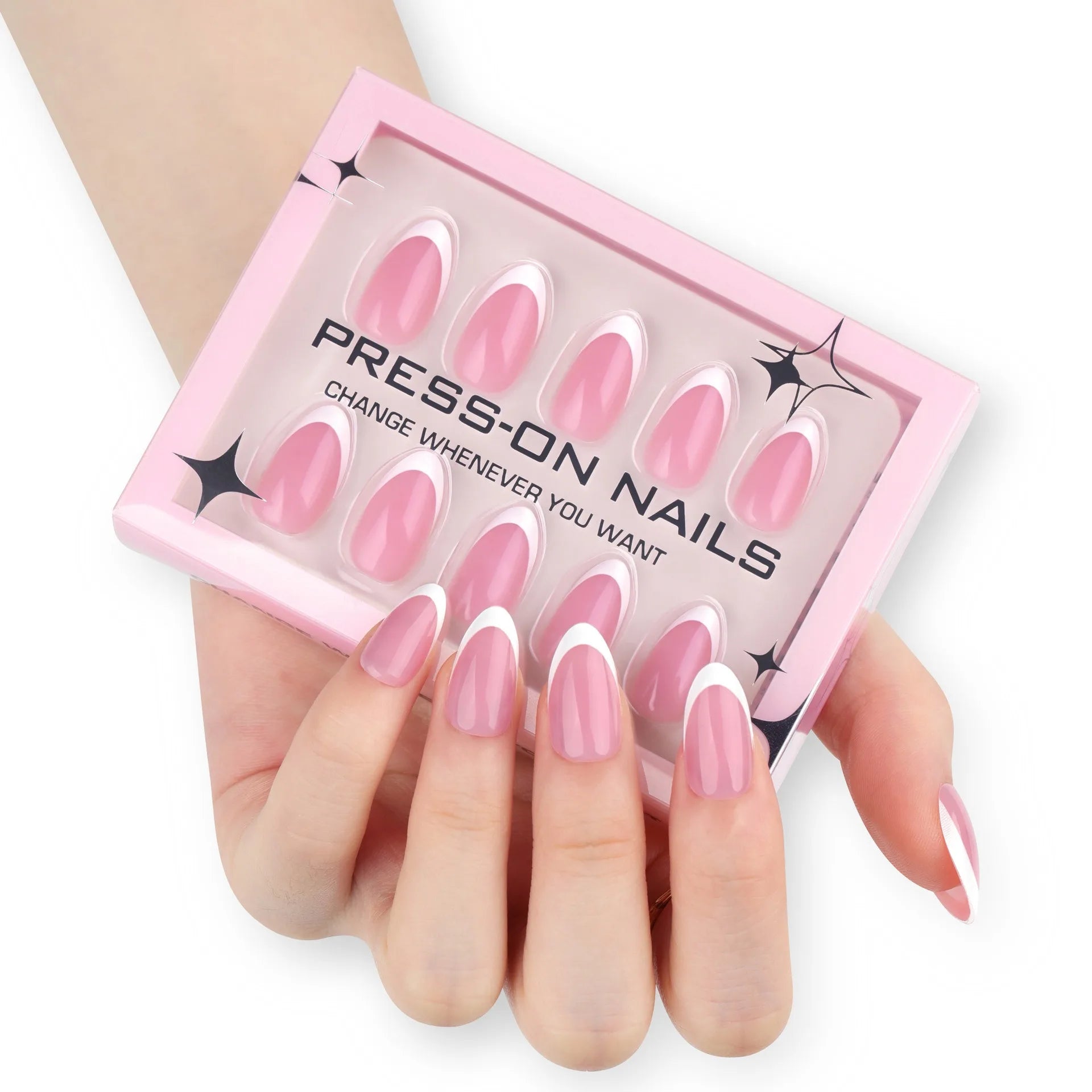 Wholesale 30 Pieces of High-End Minimalist French White Border Short Style Acrylic Press on Nails Customize False Nails GD25