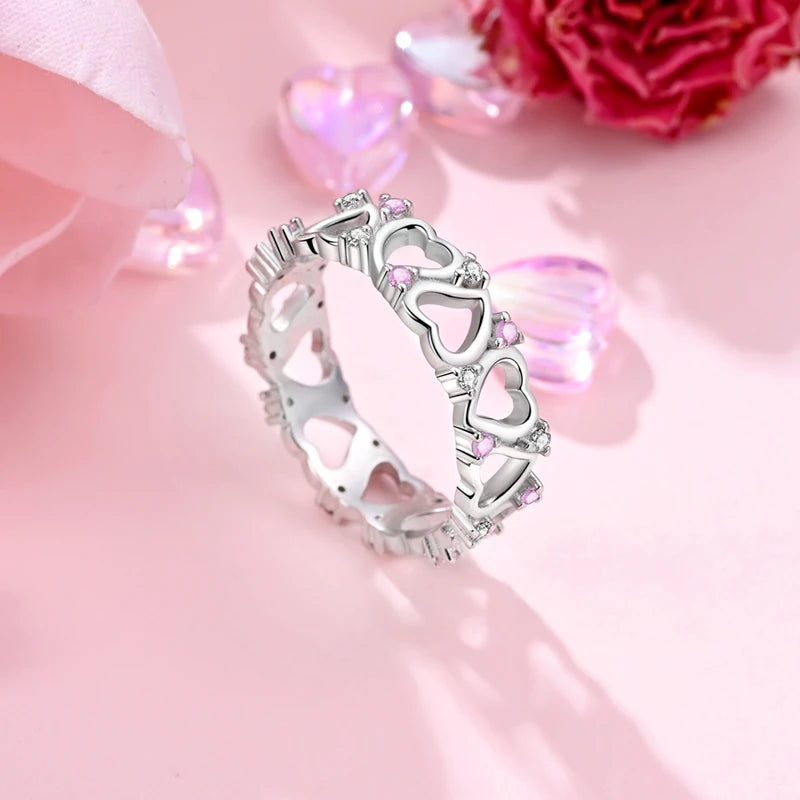 Jewelry Manufacturer Custom Hip Hop Fashion New Rainbow Gradient Colorful Zircon Ring for Women S925 Silver Rings Jewelry Gift