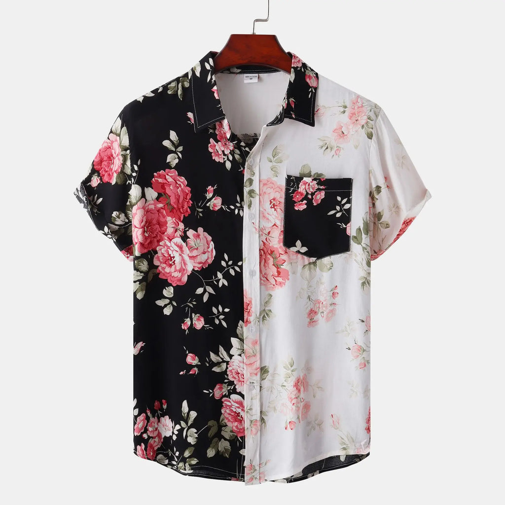2025 Hot Selling Men Hawaiian Shirt - Summer Short Sleeve Casual Button Down Beach Shirt with Flower Print (OEM/ODM Wholesale)