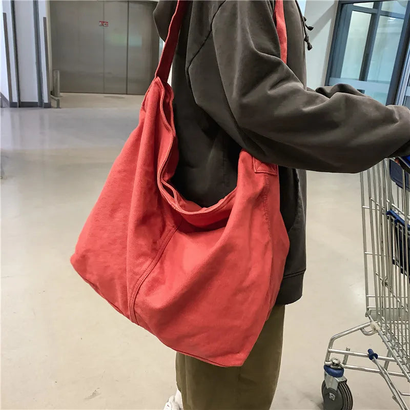 HOCODO New Bags for Women 2022 Canvas Shoulder Bag Fashion Large Capacity Handbags Female Casual Travel Bags Soft Crossbody Bags