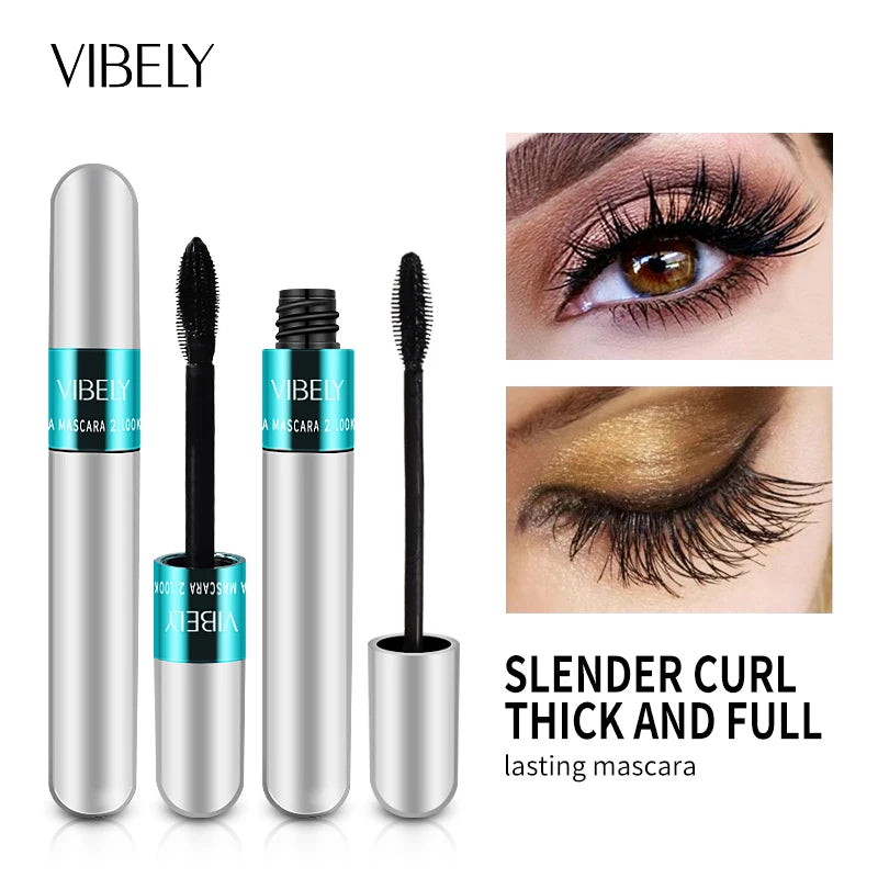 QIC 4D Silk Fiber Lash Mascara 2 in 1 Thrive Mascara Makeup Waterproof Lengthening Thickening Mascara VIBELY 4D