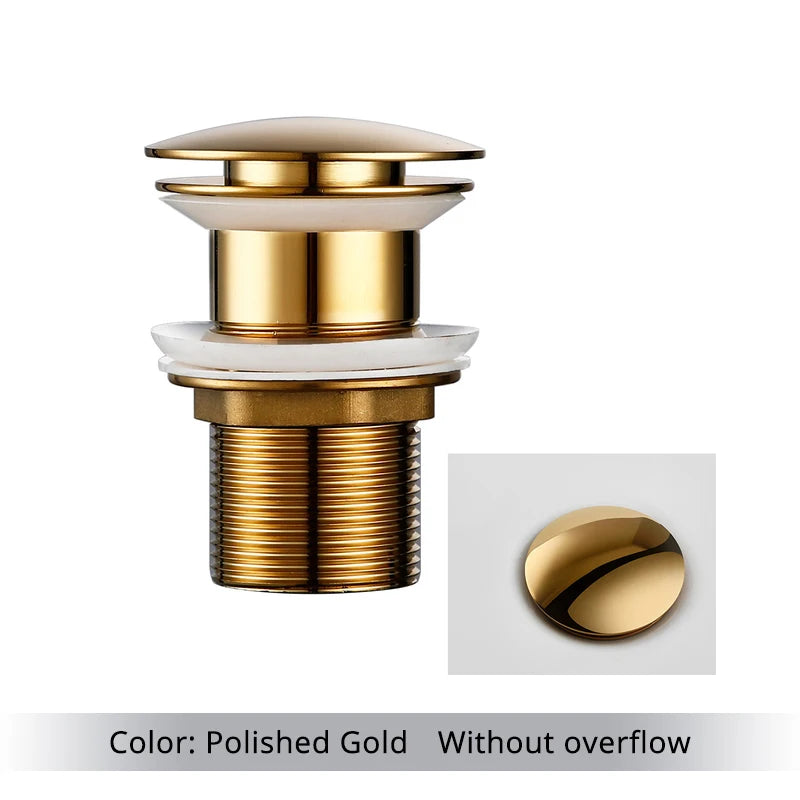 Bathroom Basin Gunmetal Pop-Up Drain Waste Stopper Sink Accessories Solid Support Round Bathtub Brass Flush Drain