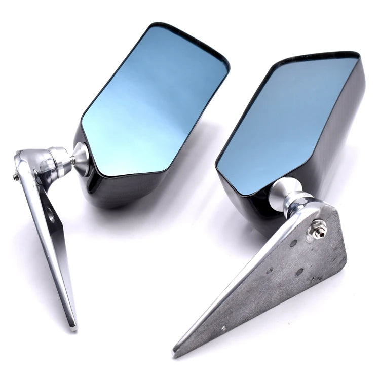 Universal F1 Style Side Mirrors Real Carbon Fiber Rearview Mirrors Blue Tint Mirror for All Cars