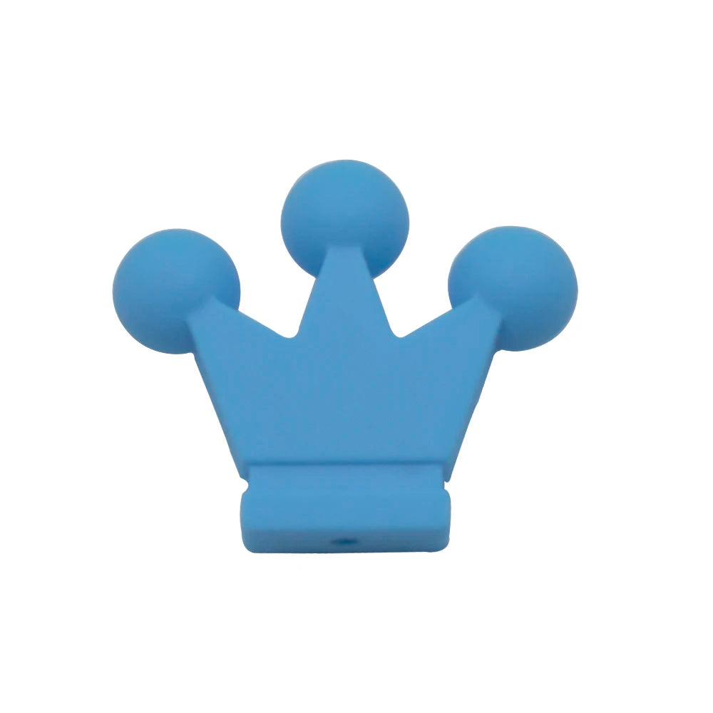 Cute-idea 10pc mini Crown BPA Free Silicone Beads Baby Teether Chew sensory Craft Chain For Pendant Food Grade Baby Teething Toy