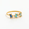 Joolim Women's Dainty Colorful Round Rectangle Zirconia Ring 18K Gold Plated Stainless Steel Jewelry Wholesale Non-Tarnish Rings