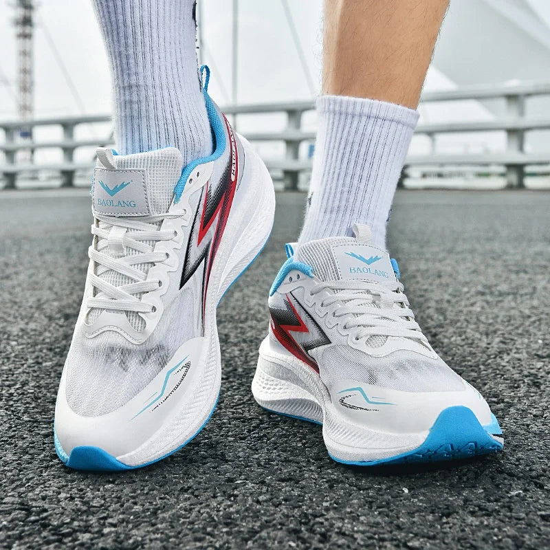 Men's Sports Running Shoes Breathable New Marathon Running Shoes Soft Elastic Cushioned Anti-slip Wear-resistant Sports Shoes