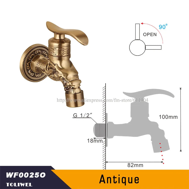 Antique Brass Bathroom Wall Mount Sink Basin Cold Water Faucet Tap G 1/2 Inch Outdoor Garden Hose Faucet Mop Sink tap TWL031