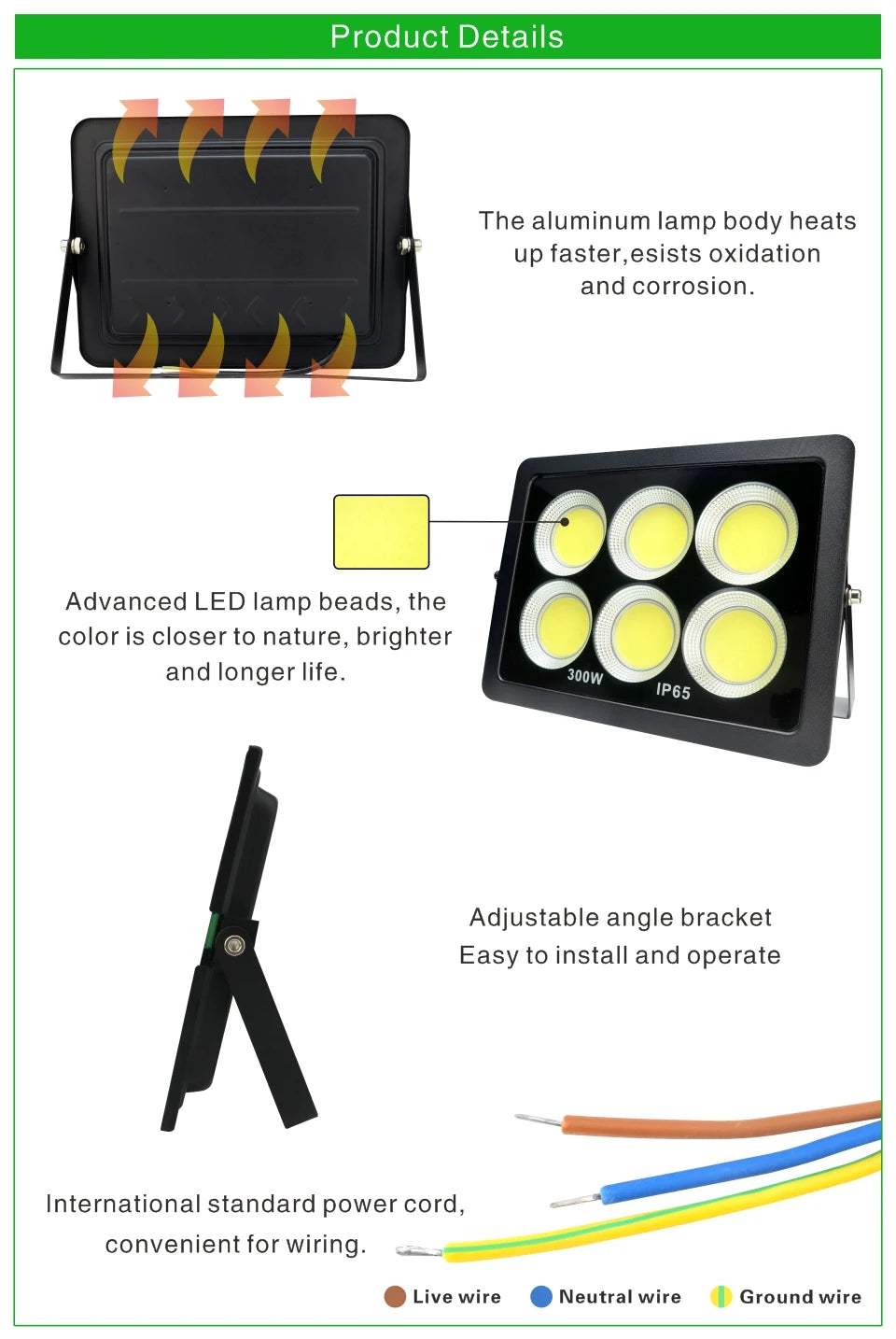 LED COB Floodlight 300W 200W 100W 50W Flood Light Outdoor Lighting 220V Spotlight IP65 Modern Waterproof Outdoor Led Garden Lamp