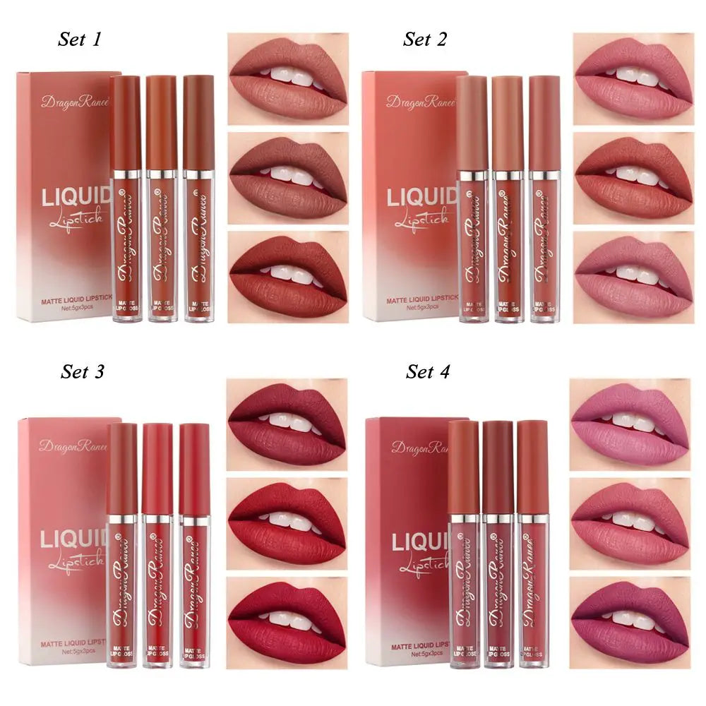 3PCS Beauty & Health Cosmetics Long-Lasting Makeup Tools Lip Gloss Velvet Lip Glaze Matte Lipstick