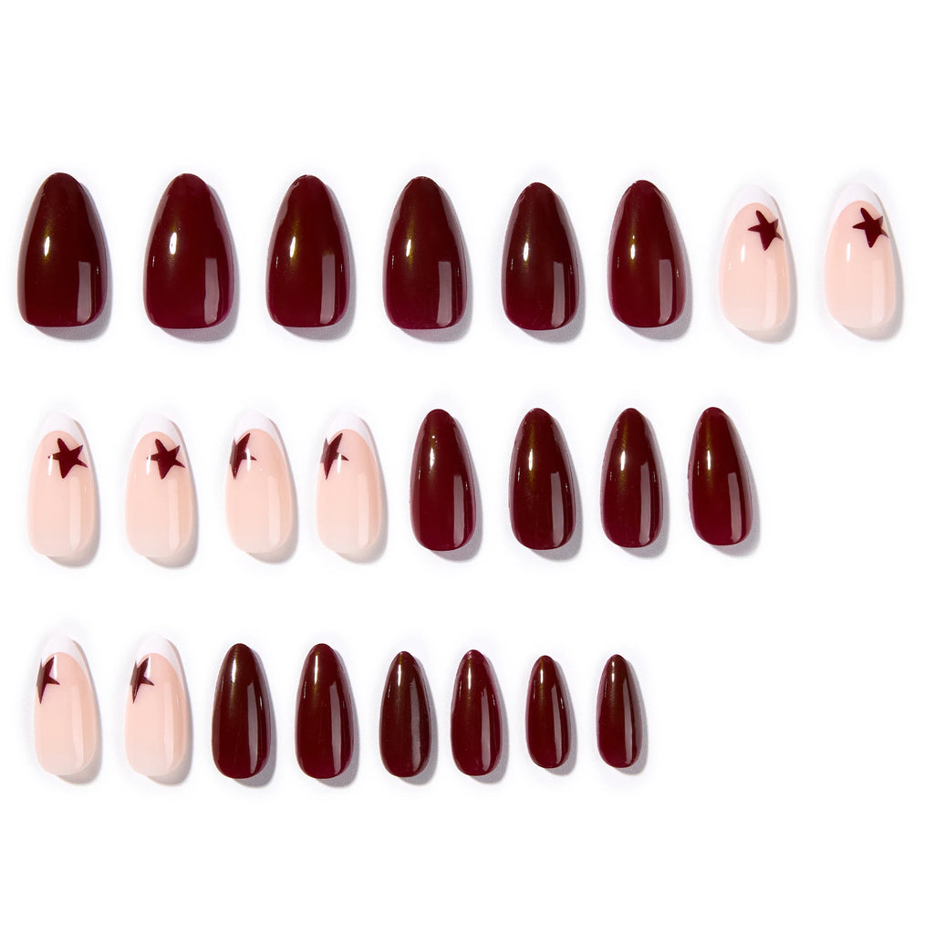Dropshipping 24pcs 4377 French Short Almond Romantic Art Acrylic Press on Nails Artificial Fingernails False Nails
