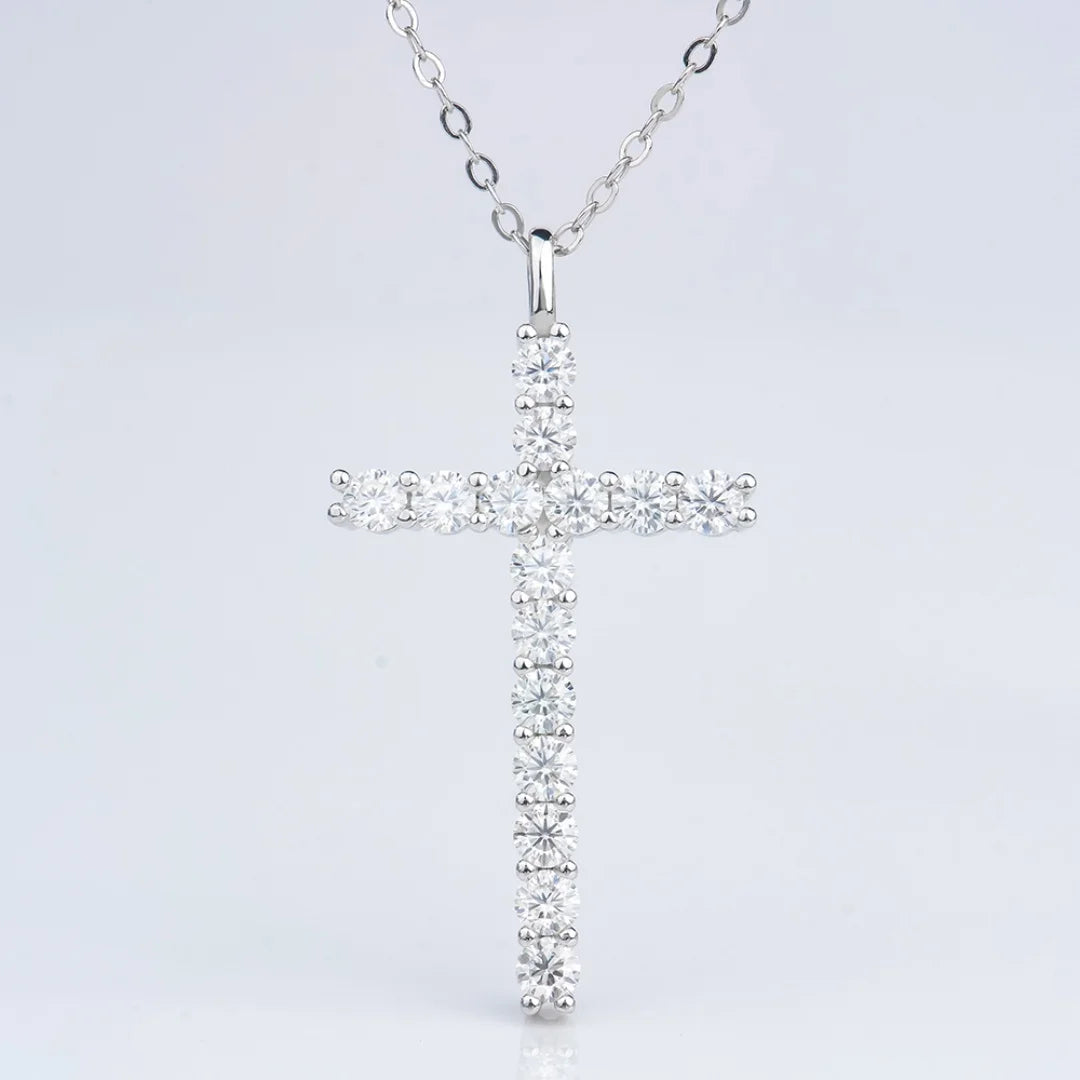 Xingyue Wholesale Jewelry Rhodium Plated 925 Sterling Silver Moissanite Diamond Cross Charms GRA Certified Link Chain Necklace
