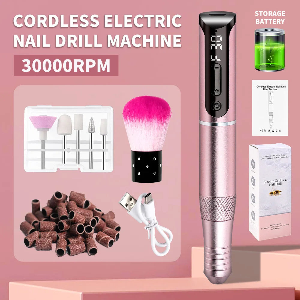 Portable Professional 35000rpm Pen Type Electric Nail Polisher Easy Carry Dead Skin Removal Manicure Sanding Tool