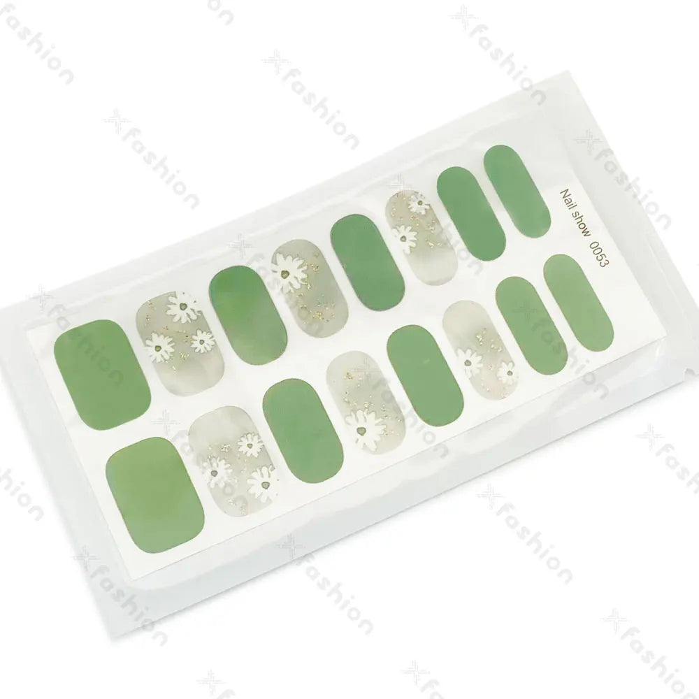 Hot Sale 16 Tips Solid Color Semi-Cured Gel Nail Stickers UV Light Durable Waterproof Long-Lasting Gel Nail Stickers Wholesale
