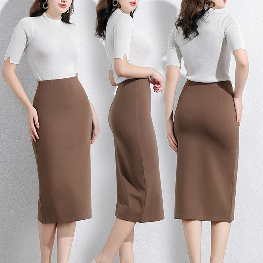 Women Fashion Professional Skirt Dress High-end Pencil Straight Office Lady Elegant Slim-fit Business Hip Midi Casual Skirt