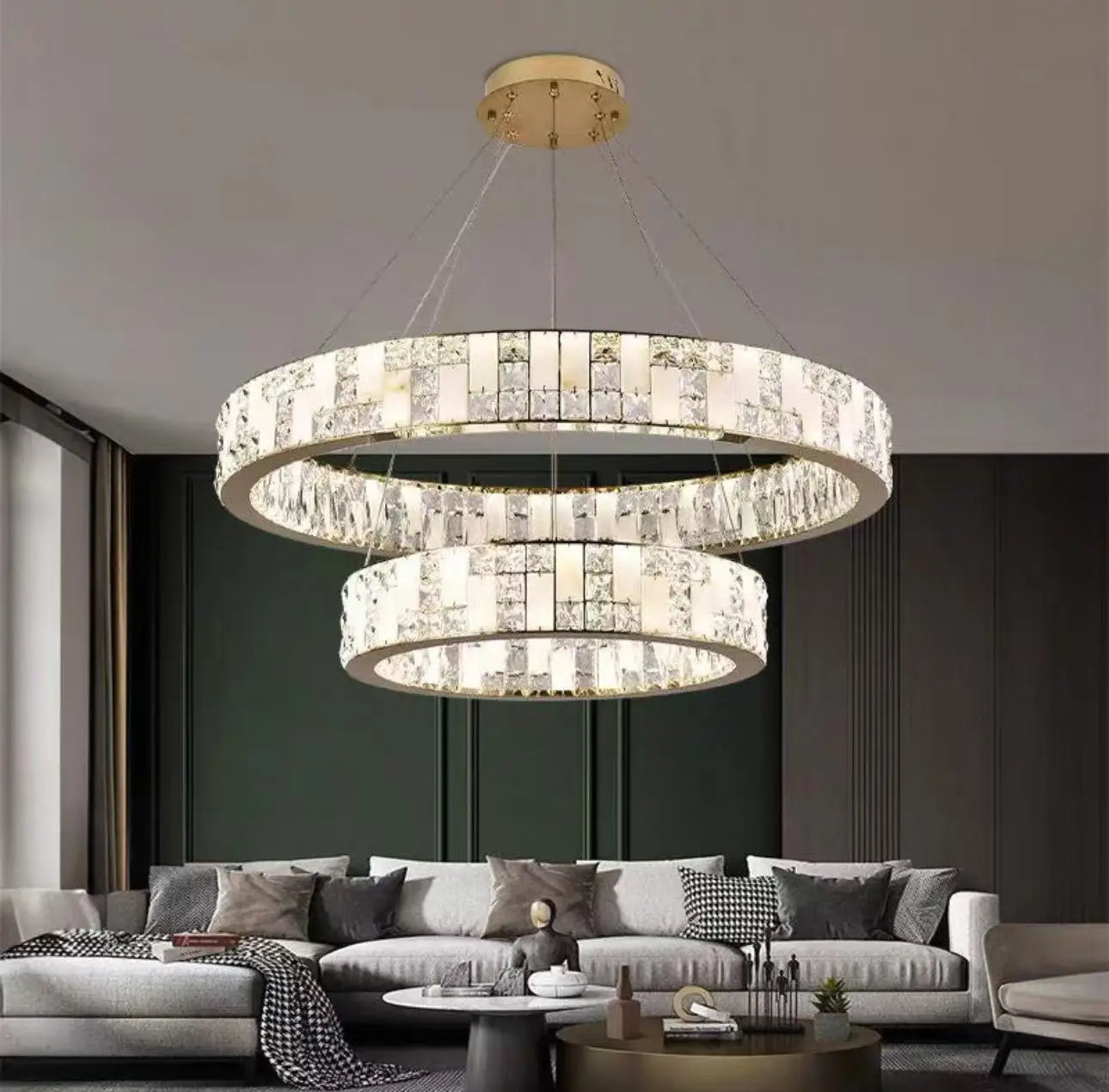 Luxurious Gold Crystal Chandelier with Adjustable Height for Living Room Hotel Lobby Staircase Dining Room Ceiling