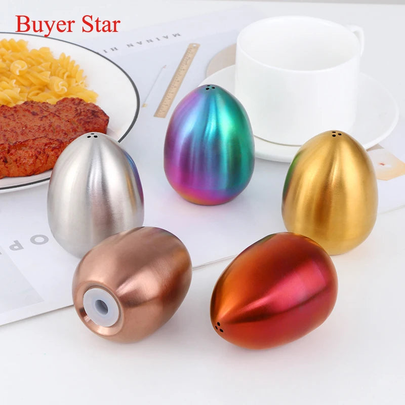 Gold Egg shape Spice Jar Set Stainless Steel Spice Tins Spice Storage Container kitchen Seasoning Sprays Tools Pepper Shakers