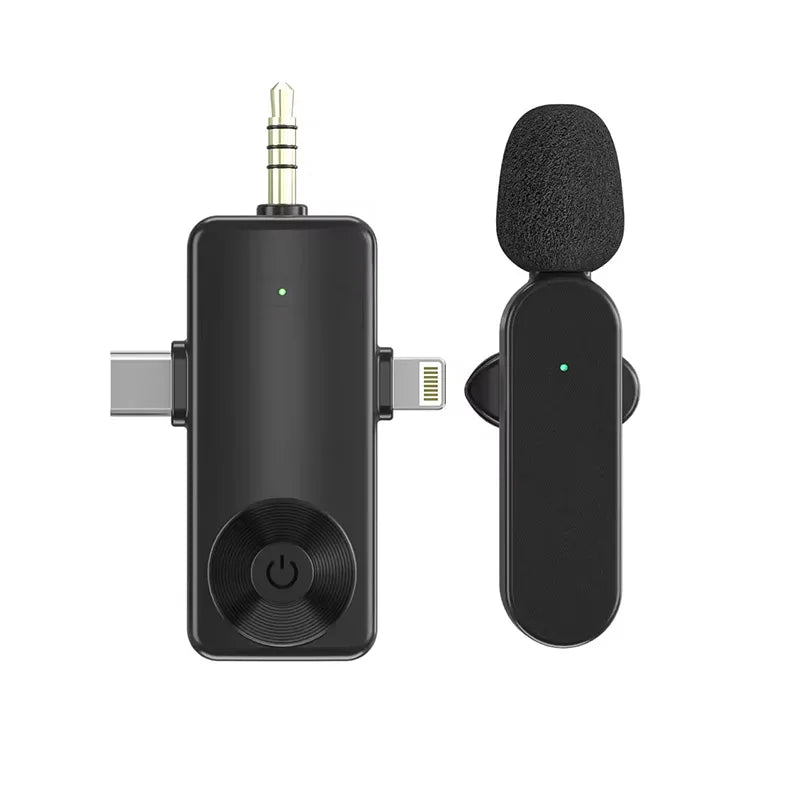 2025 Mini Wireless Lavalier Microphone 3-in-1 Interface for Live Recording on IOS Android Mobile Phones Cameras Type C Connector
