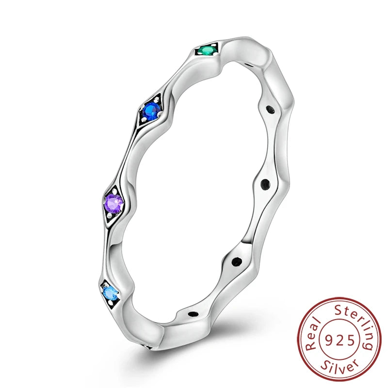 New Design Jewelry Manufacturer Custom Fashion New Rainbow Gradient Colorful Zircon Ring for Women S925 Silver Rings Jewelry