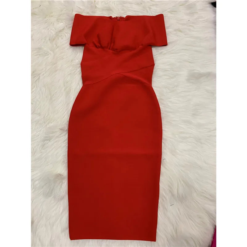 Moonccloset New Summer 5 Colors Sexy Fashion Women's Off Shoulder Bandage Dress Green Night Club Party Dress