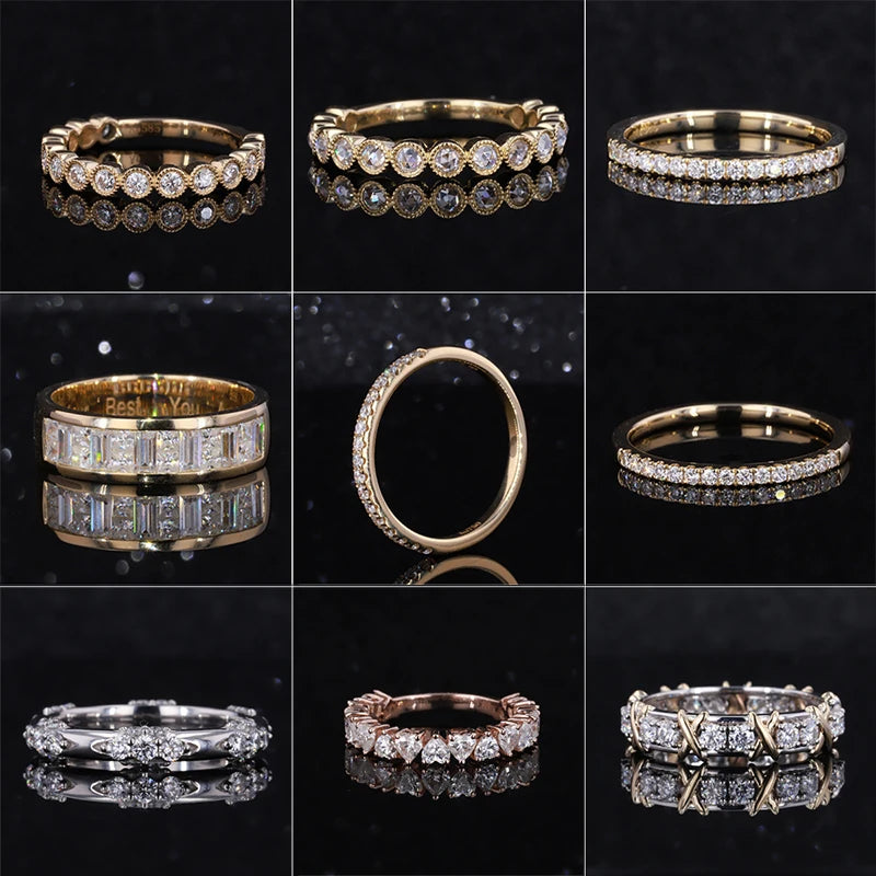 Starsgem Moissanite Y Diamante Anillo comfort Fit Band Rings Stargem Full Eternity Oval Moissanite Eternity Band