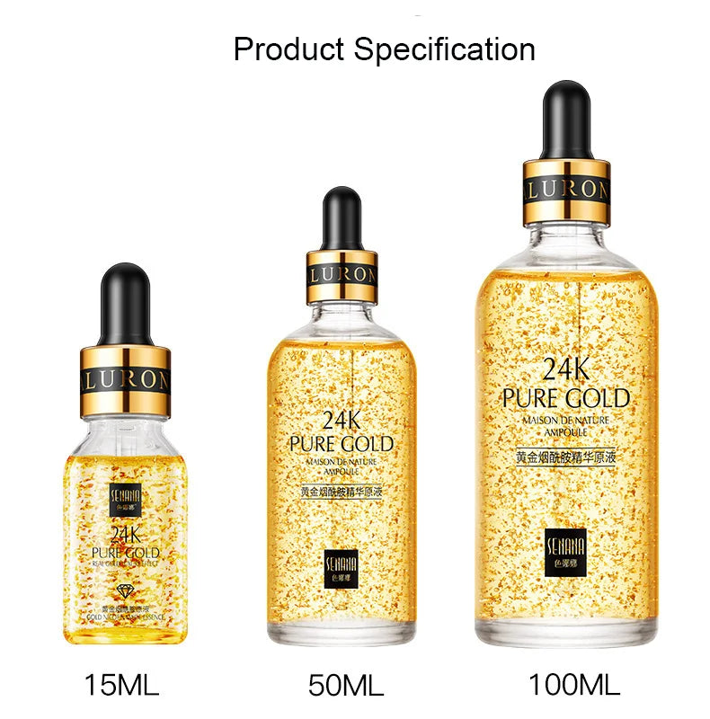 24K Gold Hyaluronic Acid Nicotinamide Face Serum Moisturize Softening The Skin, Preventing Dryness and Cracking Facial Essence