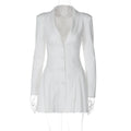 D4616778G V Neck Long Sleeve Side Pleated Hem Wrap Suit Dress Fashion Elegant 2024 Manufacturer Streetwear Casual Clothing