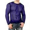 Mens Transparent Sexy Mesh T Shirt New See Through  Fishnet Long Sleeve Muscle Undershirts Nightclub Party Perform Top Tees