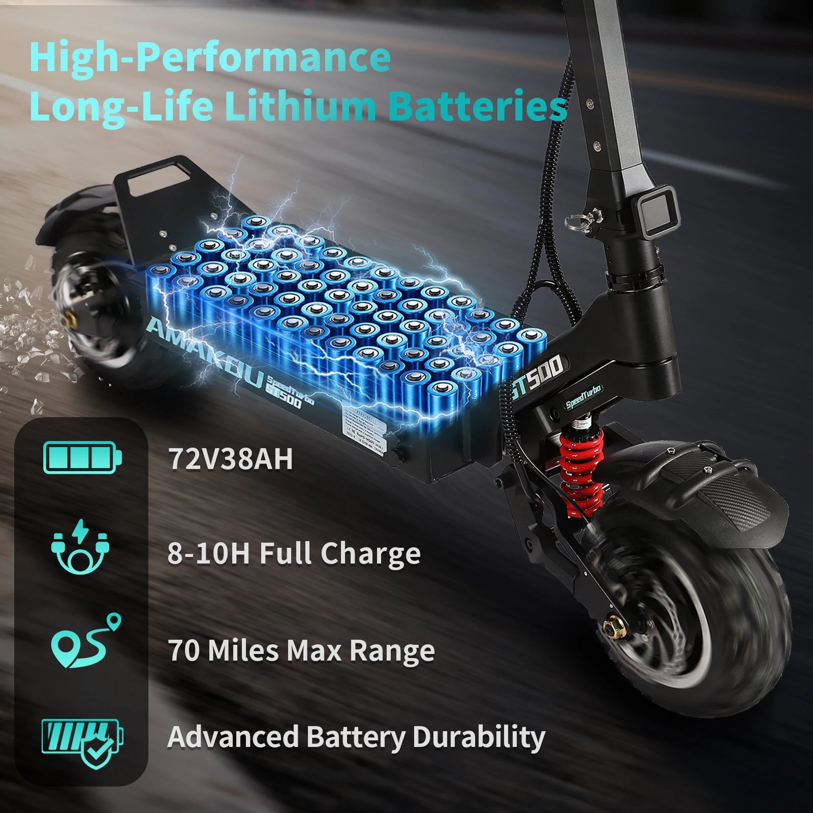 EU USA Stock High-Power 72V 9000W Brushless Lithium Battery 150kg Dual-Motor 80 km/h 100 Range 11-Inch Foldable Scooter AMAKOU